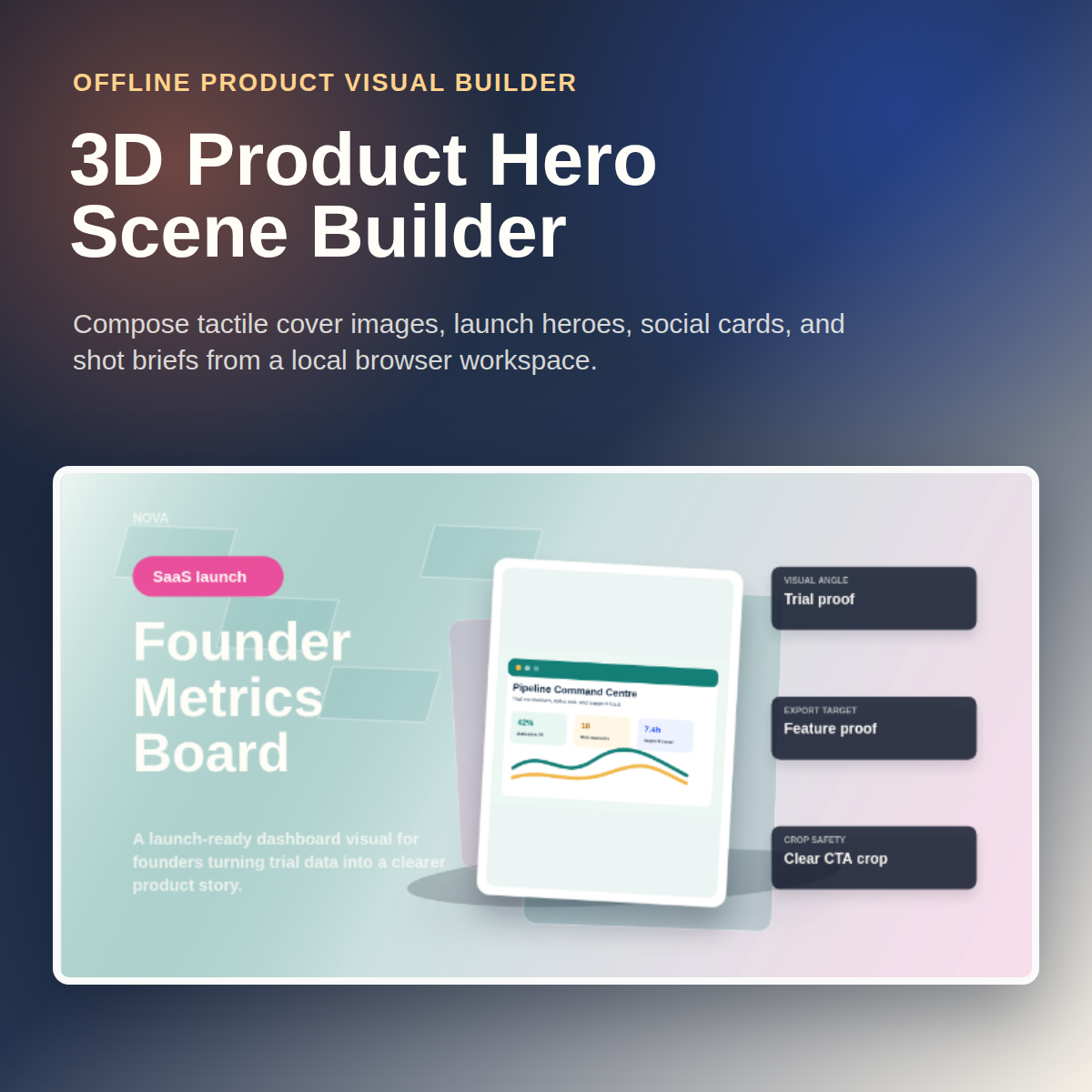 3D Product Hero Scene Builder cover showing the actual generated product visual interface